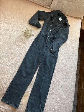 Zara Black Denim Jumpsuit